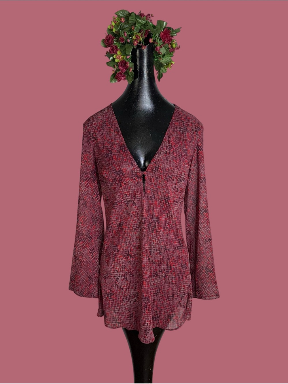 Y2K Victoria’s Secret V-Neck Long Sleeve sheer tunic top